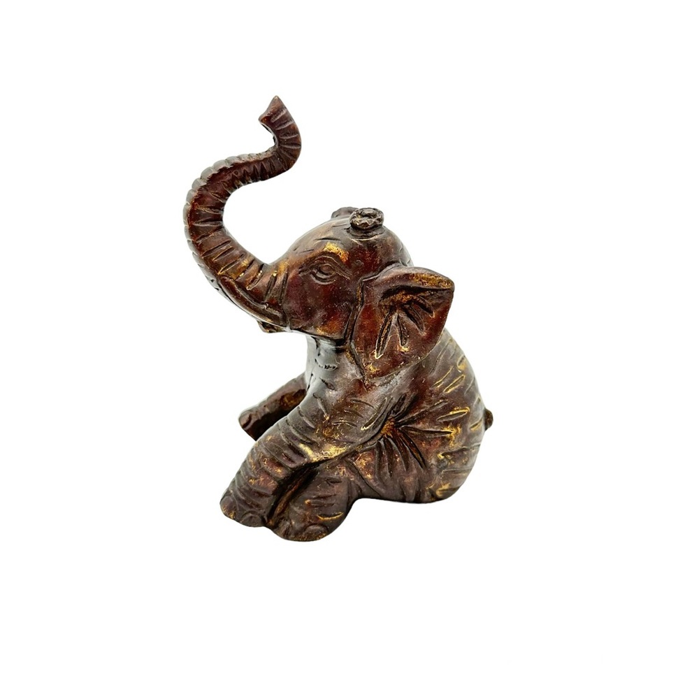 Vintage Bronze Sitting Elephant Figurine